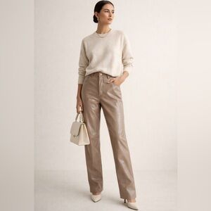 ABERCROMBIE‎ & FITCH Curve Love 90’s Straight Faux Leather Pants Light Tan 31/12